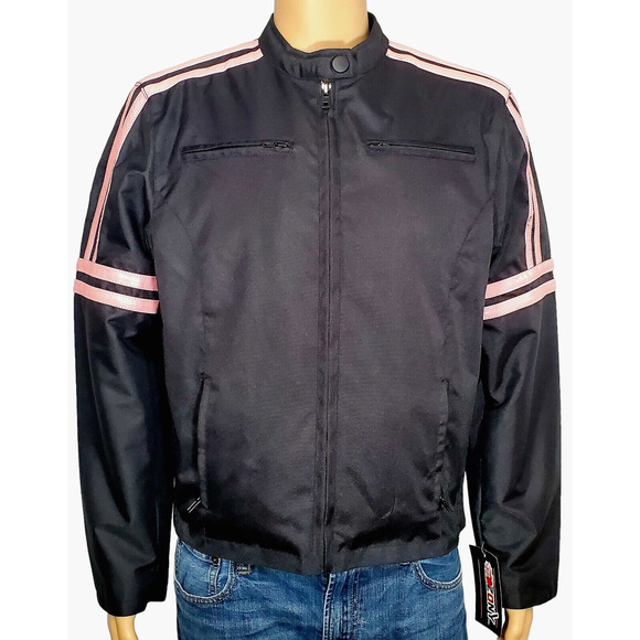 ZONY Inc Women's Black Pink Motorcycle Jacket  (See Measurements) NWT - Picture 1 of 8